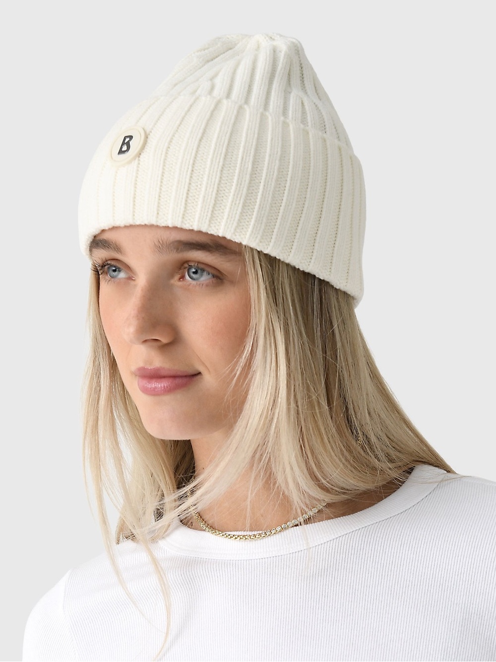 Bogner Ivory Ribbed Knit Beanie